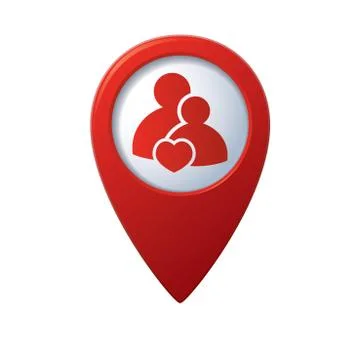 Couple inlove map pointer red Stock Illustration