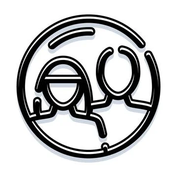 Couple interacting inside a minimalist outline icon Ilustração Stock