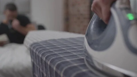 Couple Ironing Clothes Stock Footage 70808157