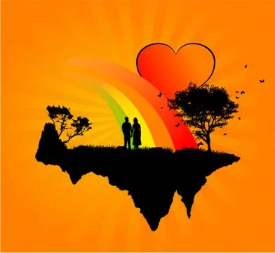 Couple on island Stock Illustration