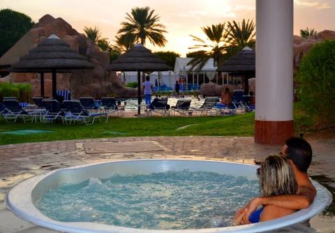 A couple in jacuzi Stock Photos
