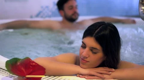 Couple in Jacuzzi Stock Footage 63371151