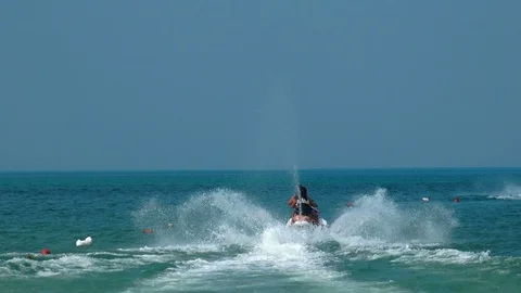 Couple on a jet ski having fun Stock Footage 88322688