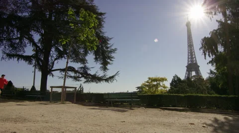 Couple Jogging with the eiffel tower in the background. Stock Footage 63020828