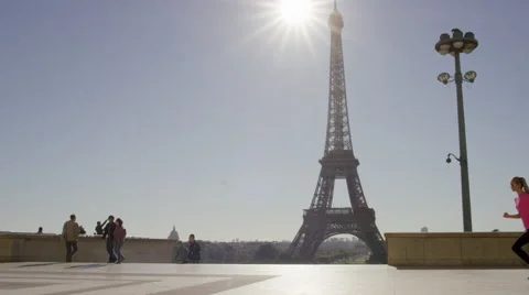 Couple Jogging with the eiffel tower in the background. Stock Footage 63021003