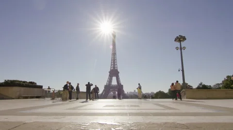 Couple Jogging with the eiffel tower in the background. Video stock 63026039