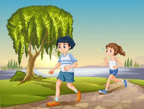 Couple jogging Ilustração Stock