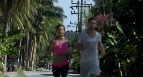 Couple Jogging Together Stock Footage 61158027