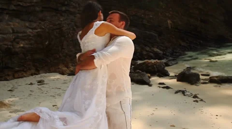 Couple joy on the beach Stock Footage 38296735