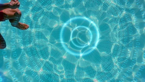 Couple jumping in the water with binary codes Video stock 107712369