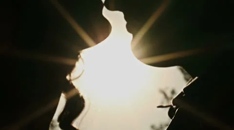 Couple Kisses at Sunset Stock Footage