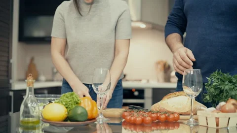 Couple on the kitchen cooking together. Stock-Footage 85787338