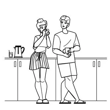 Couple kitchen vector Иллюстрация