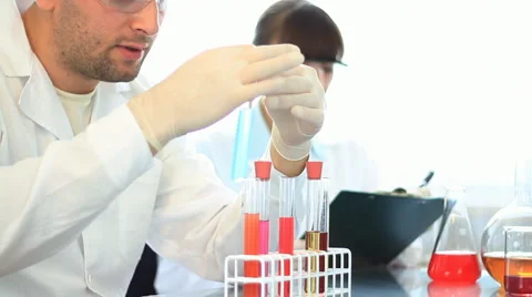 Couple in laboratory Stock Footage 5087480