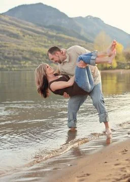 Couple at the lake Stock Photos