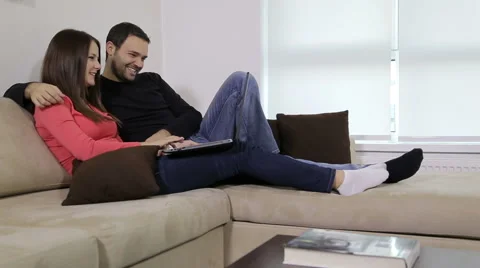 Couple with laptop Stock Footage 45096384