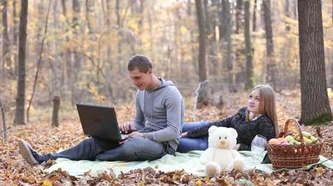 Couple with laptop Stock Footage 60570854