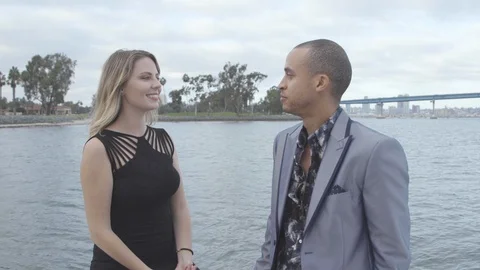 Couple laughing while enjoying evening yacht cruise Video stock 102067629