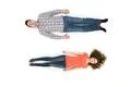The couple lay on the white background. View from above Photo