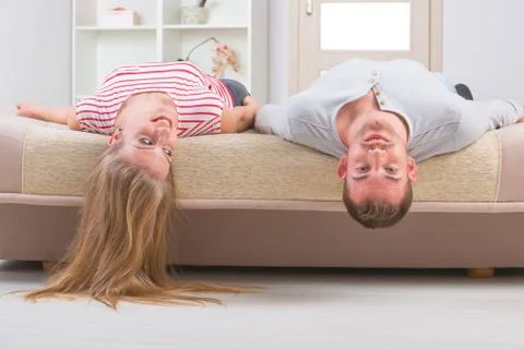 Couple laying on the bed Stock Photos