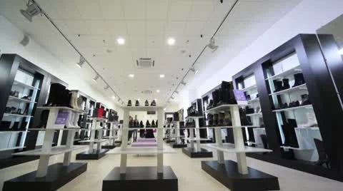 Couple leaving shoe shop Stock Footage
