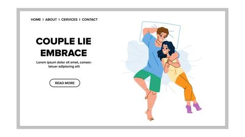 Couple lie embrace vector Stock Illustration