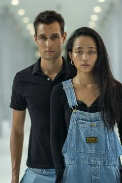 Couple in light corridor Stock Photos