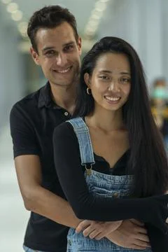 Couple in light corridor Stock Photos