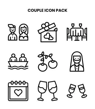 Couple Line Bundle Icons Pack Ilustração Stock