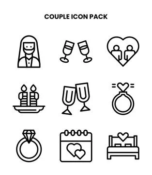 Couple Line Design Icons Pack Stock Illustration