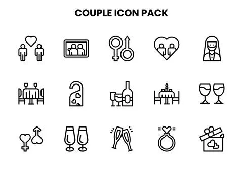 Couple Line Graphics Icons Pack Ilustração Stock