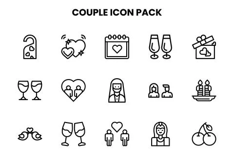 Couple Line Vector Icons Pack Ilustração Stock