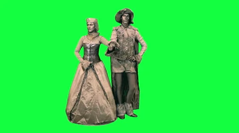 Couple of living statues Stock Footage 47843483