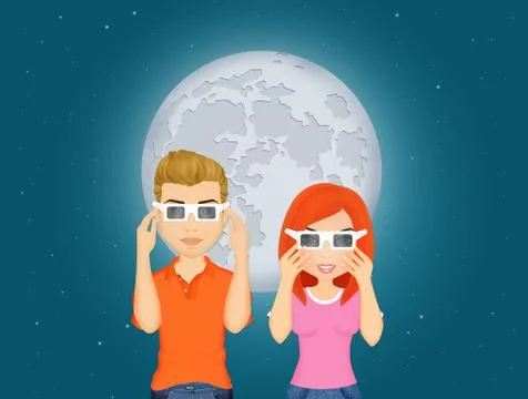 Couple look the eclipse Illustrazione stock
