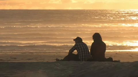 Couple looking over the ocean Stock Footage 9026476