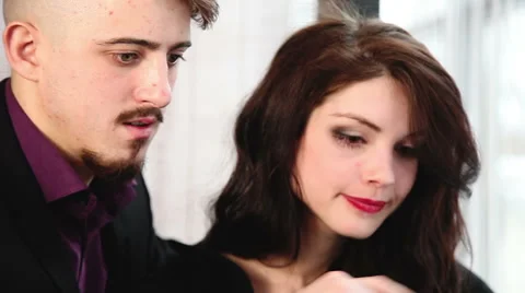 Couple looking at tablet Stock Footage 45645892