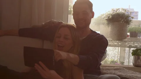 Couple looking at a Tablet  Stock Footage 111256328