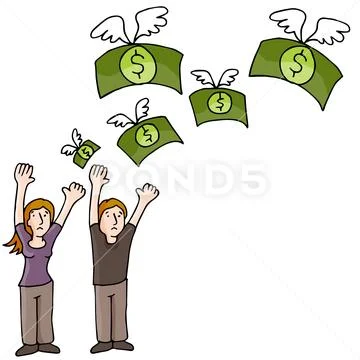 Couple Losing Money Stock Illustration