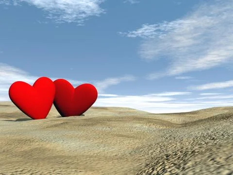 Couple love on the beach - 3D render Stock Illustration