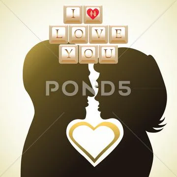 Couple in love card - illustration Stock Illustration