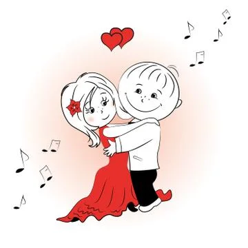 Couple in love dancing Stock Illustration