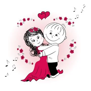 Couple in love dancing Stock Illustration