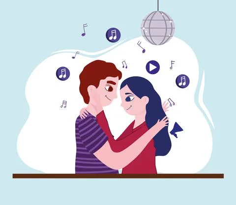 Couple love dancing Stock Illustration