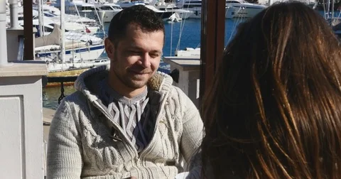 Couple in love on a date in a cafe. Stock Footage 73307416