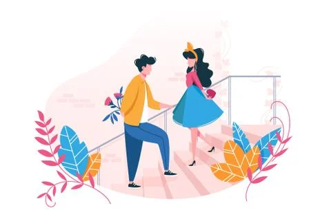 Couple in love on date. Stock Illustration