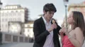 couple in love having fun smearing with ice cream,dirtying,bad joke,laughing HD Footage