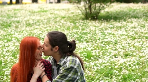 A couple in love having fun in spring grass Stock-Footage 62882431