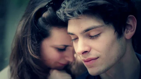 Couple in love head to head smiling closeup - lovers Stock-Footage 28397761