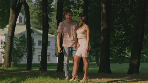 A couple of love in the park in summer Stock Footage 156509012