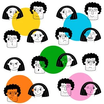 Couple in love pattern. Guy and girl face Stock Illustration